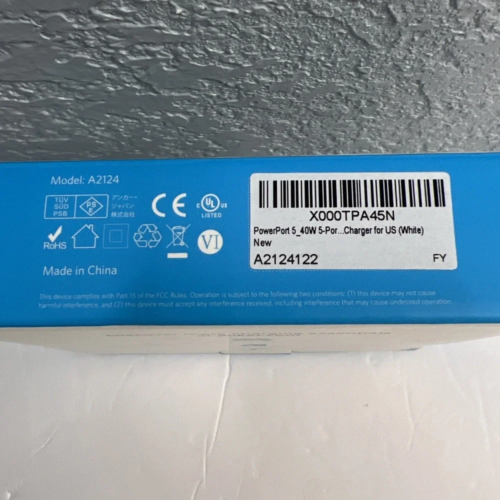Anker A2124 PowerPort 5 IQ 40W 5-Port USB-A Wall Charger‎ - New